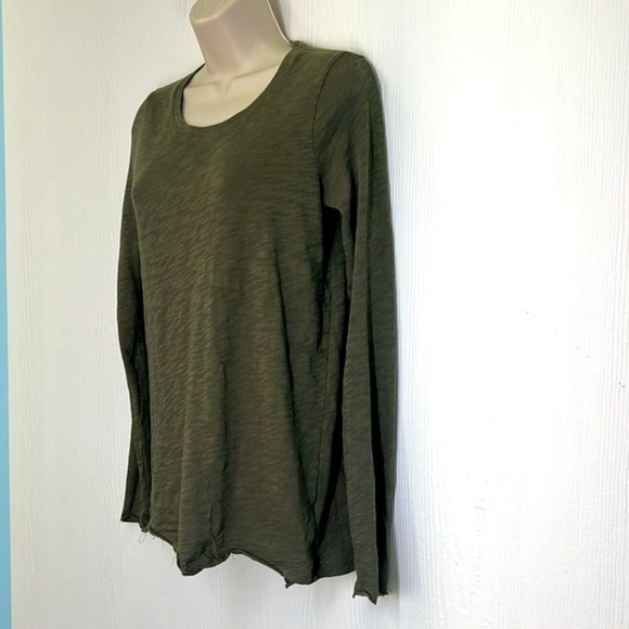 ATM - Army Green Slub Jersey Long Sleeve Distressed Was Long Sleeve T Size Small - Picture 5 of 11